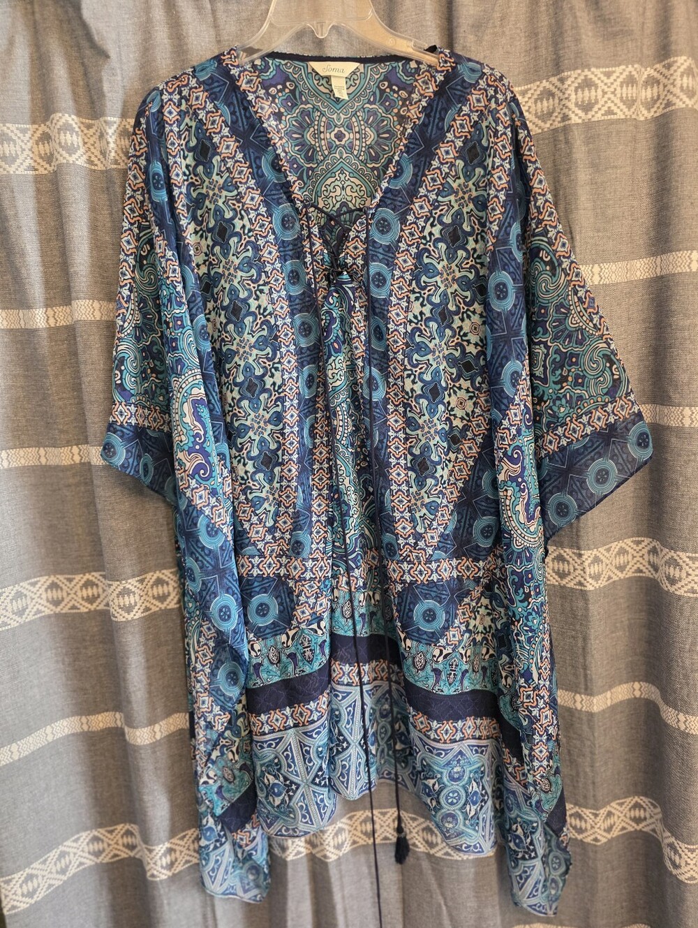 NWOT Soma Chiffon Caftan Swim Cover Up in Tile Print Size Large/XLarge